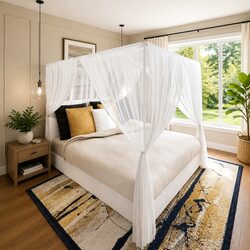 Square Mosquito Net Bed Curtain 3 Openings, Set of 2