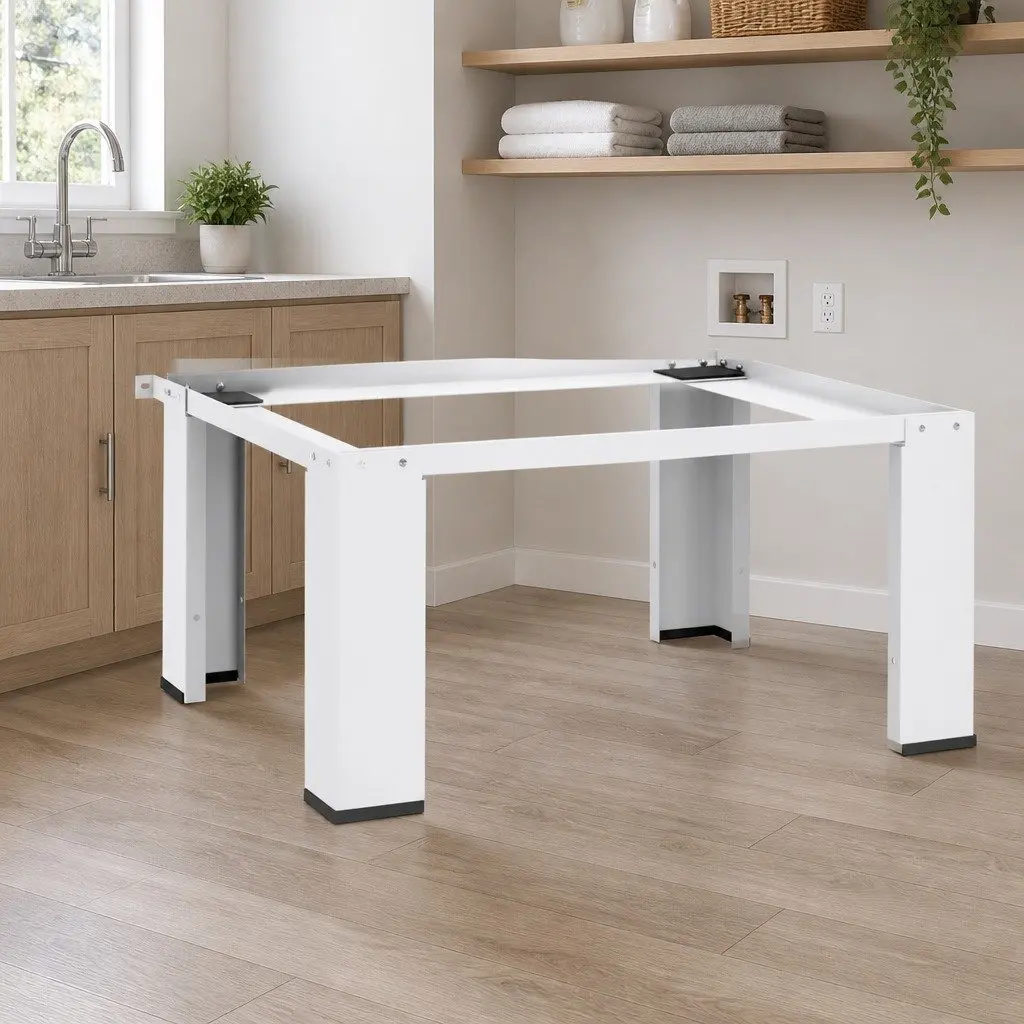 Heavy Duty White Steel Washing Machine Pedestal Stand
