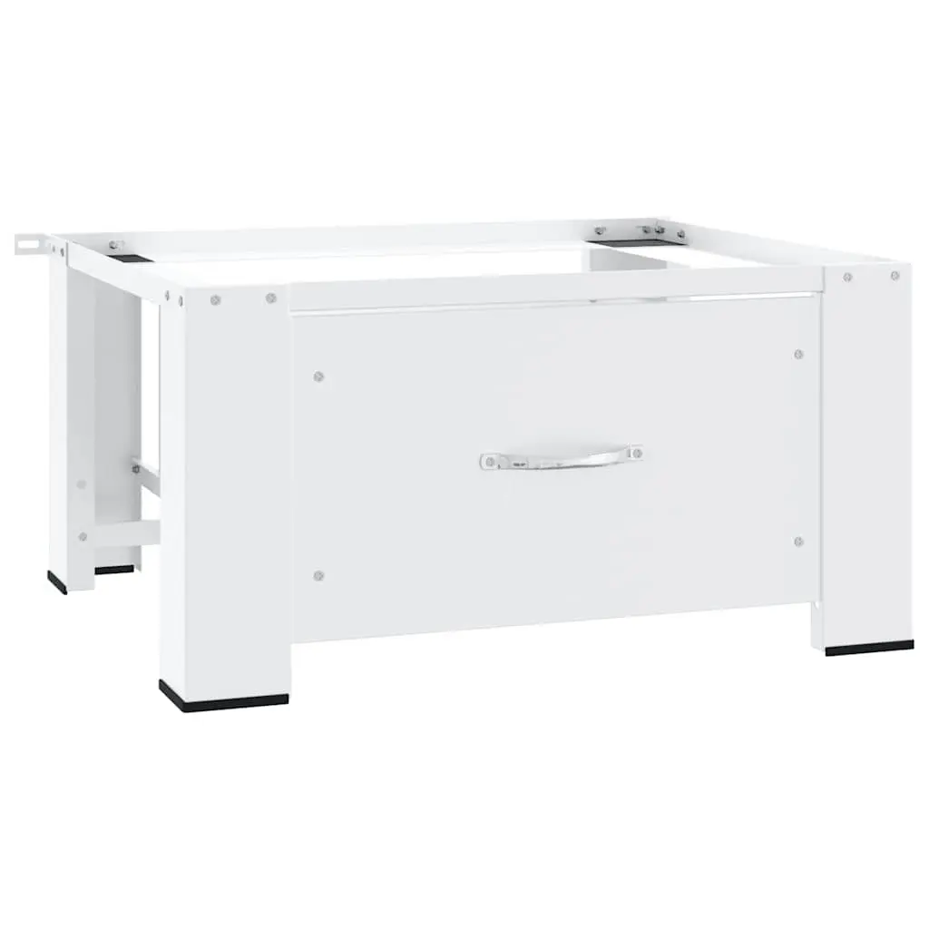 Washing Machine Pedestal Riser Steel Frame with Drawer White