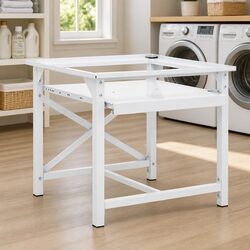 Durable Washing Machine Pedestal with Pull-Out Shelf in White