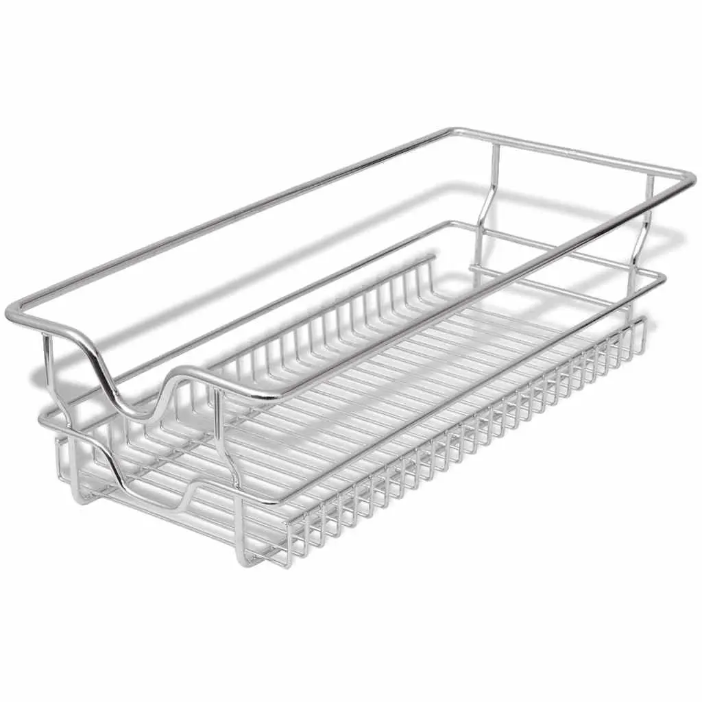 Pull-Out Wire Kitchen Baskets 2 pcs Silver 300mm Cabinet Organiser Storage