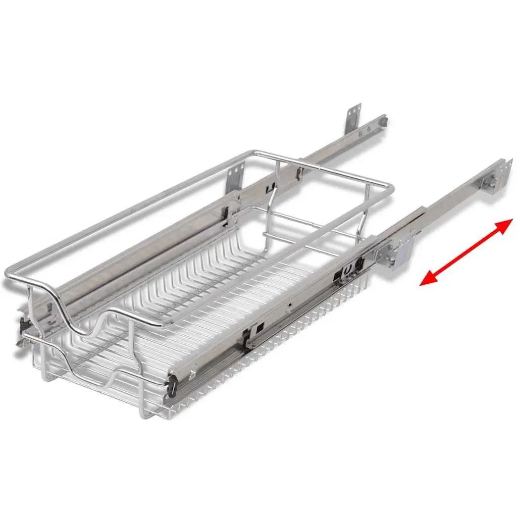 Pull-Out Wire Kitchen Baskets 2 pcs Silver 300mm Cabinet Organiser Storage