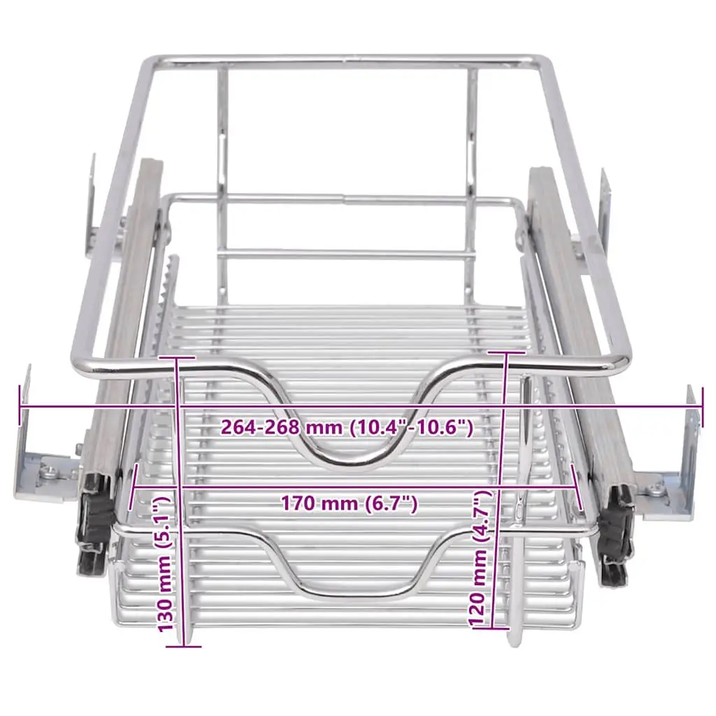 Pull-Out Wire Kitchen Baskets 2 pcs Silver 300mm Cabinet Organiser Storage