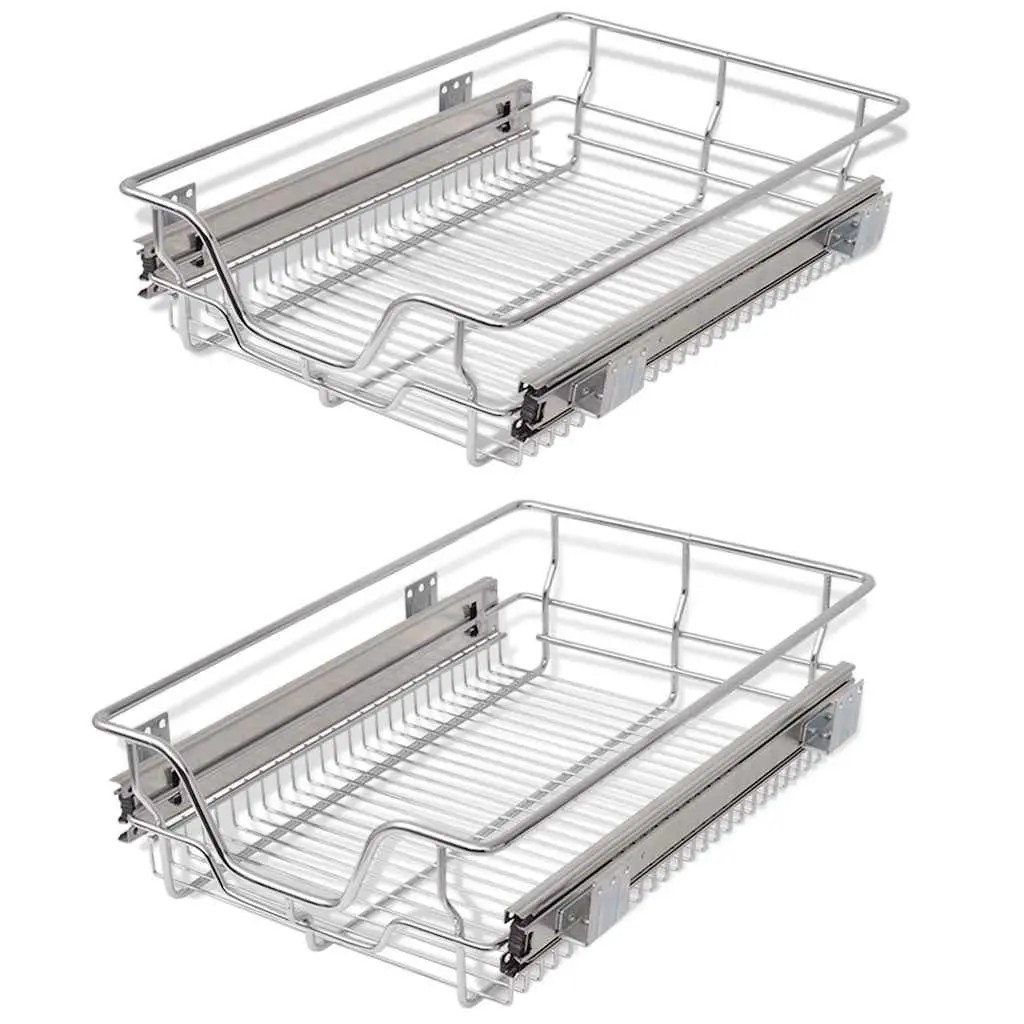 Pull-Out Wire Kitchen Baskets, 2-Piece Set