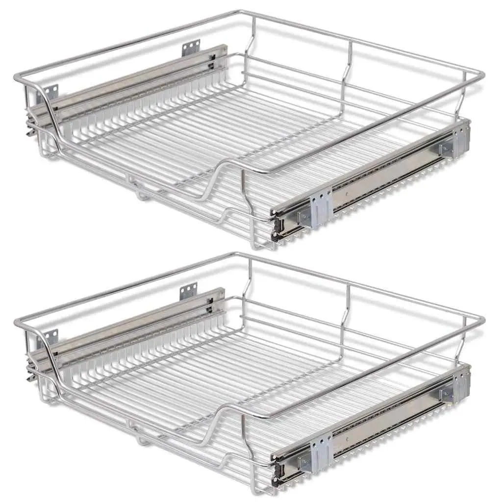 Silver Pull-Out Wire Baskets 2 pcs 600 mm
