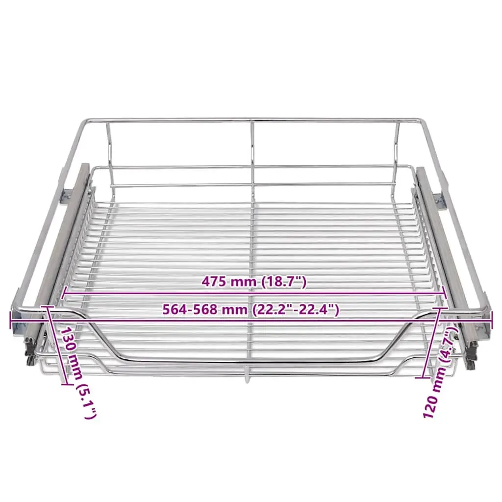 Silver Pull-Out Wire Baskets 2 pcs 600 mm