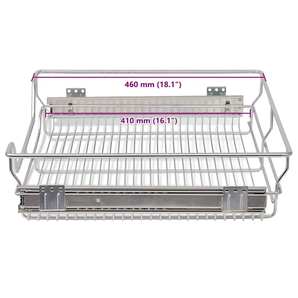 Silver Pull-Out Wire Baskets 2 pcs 600 mm