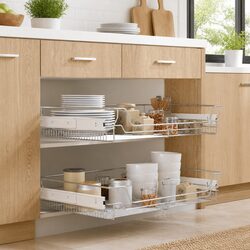 Premium Silver Pull-Out Wire Kitchen Baskets 2 pcs 800 mm