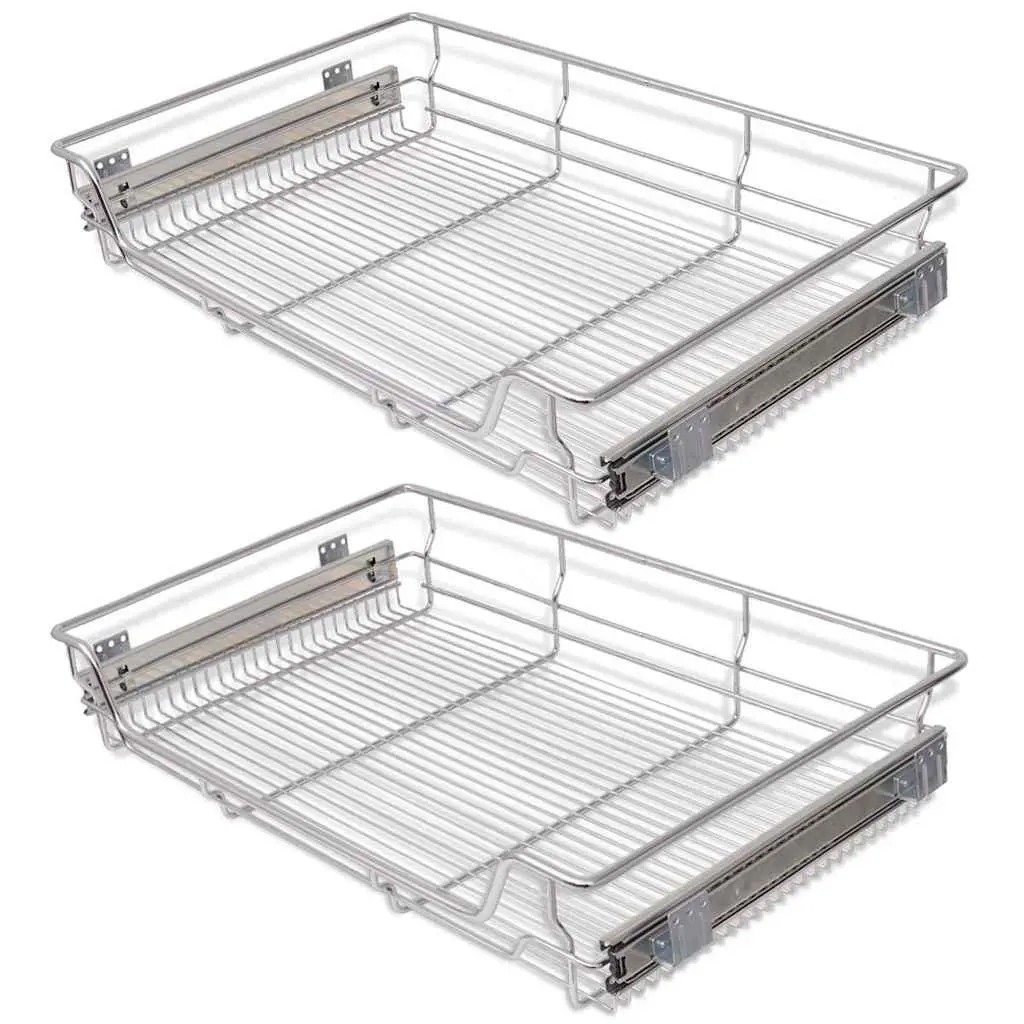 Silver Pull-Out Wire Kitchen Baskets 2 pcs 800 mm