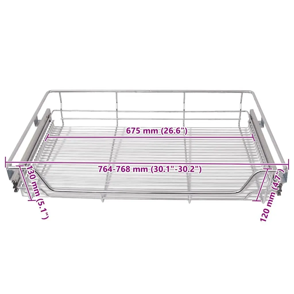 Silver Pull-Out Wire Kitchen Baskets 2 pcs 800 mm