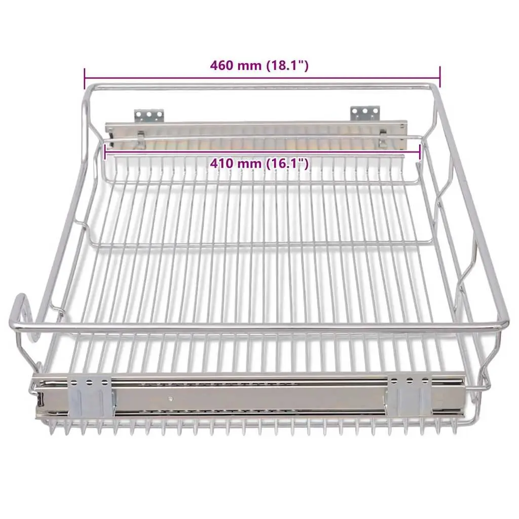 Silver Pull-Out Wire Kitchen Baskets 2 pcs 800 mm