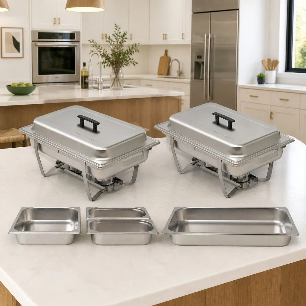 2-Piece Chafing Dish Set Stainless Steel Warmers