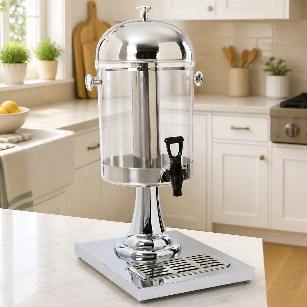 8L Silver Beverage Server Juice Dispenser with Tap