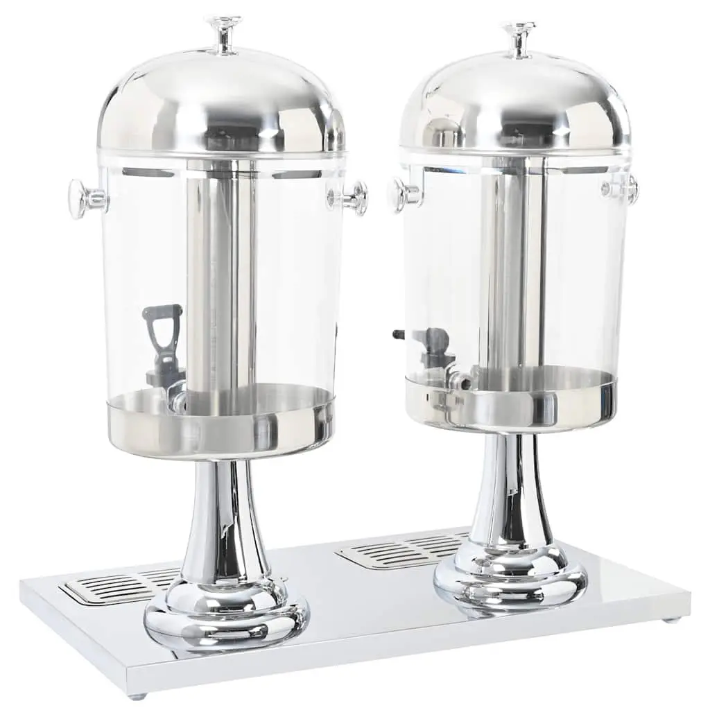 Double Beverage Dispenser with Stainless Steel Taps