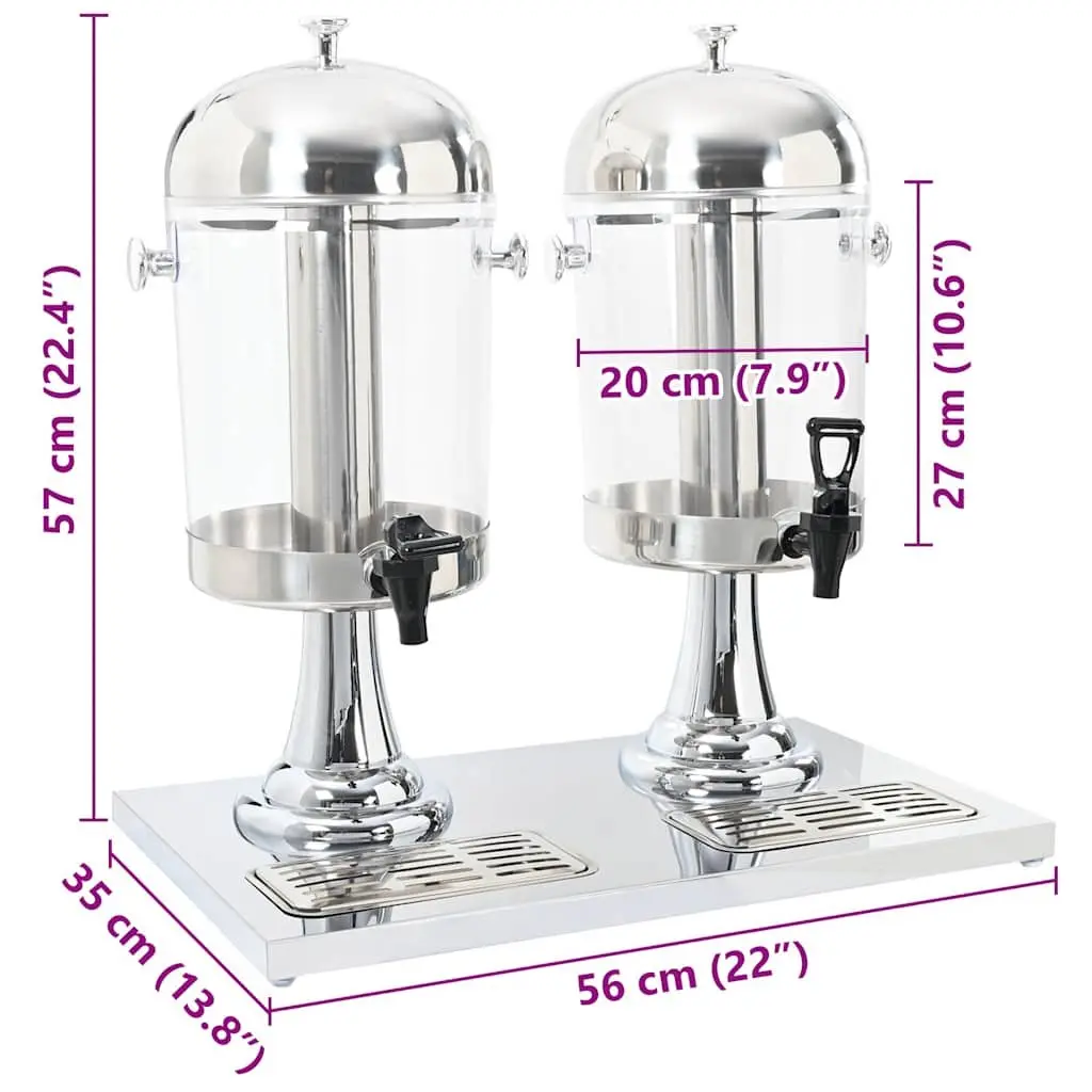 Double Beverage Dispenser with Stainless Steel Taps