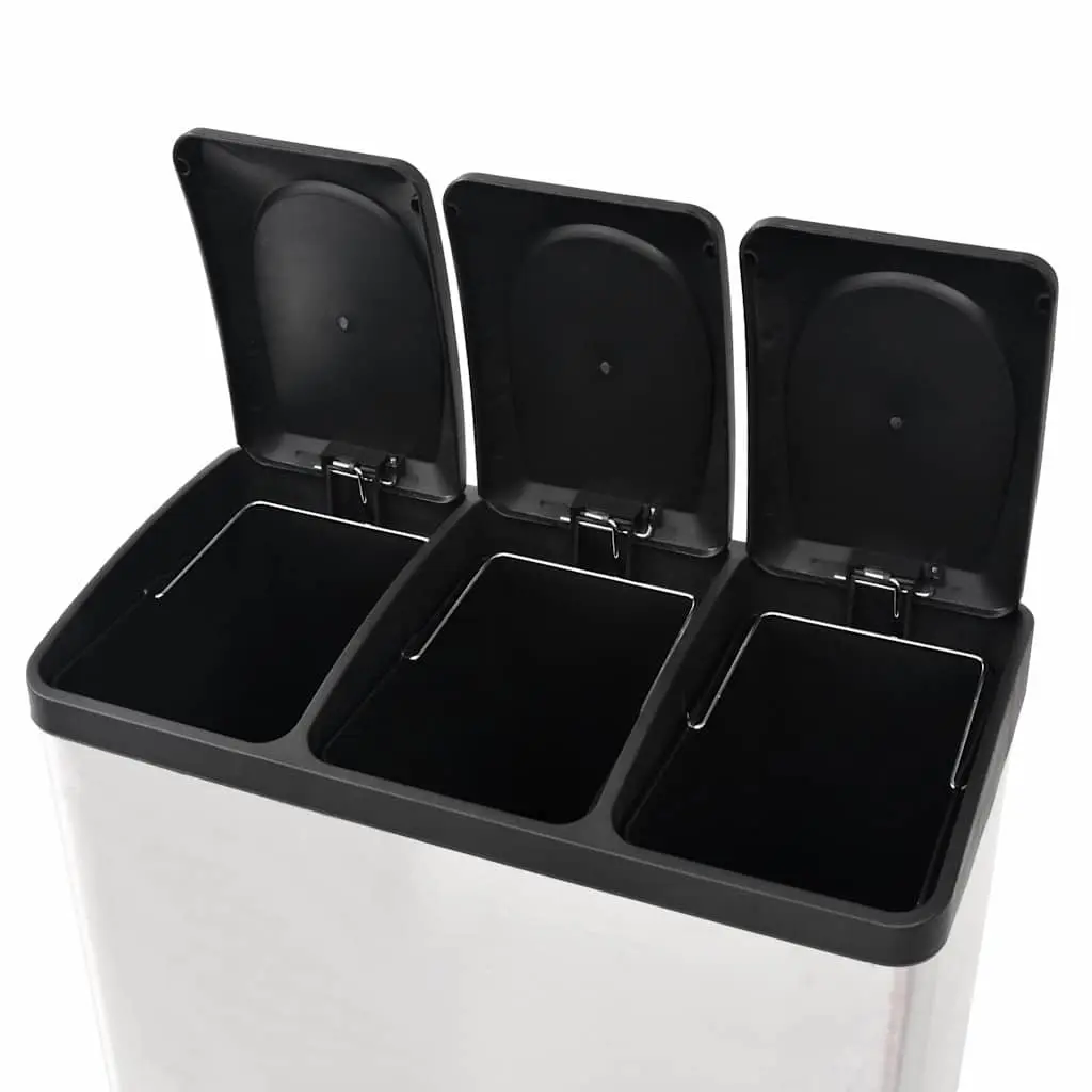 3-Compartment Recycling Pedal Bin with Soft-Close Lids