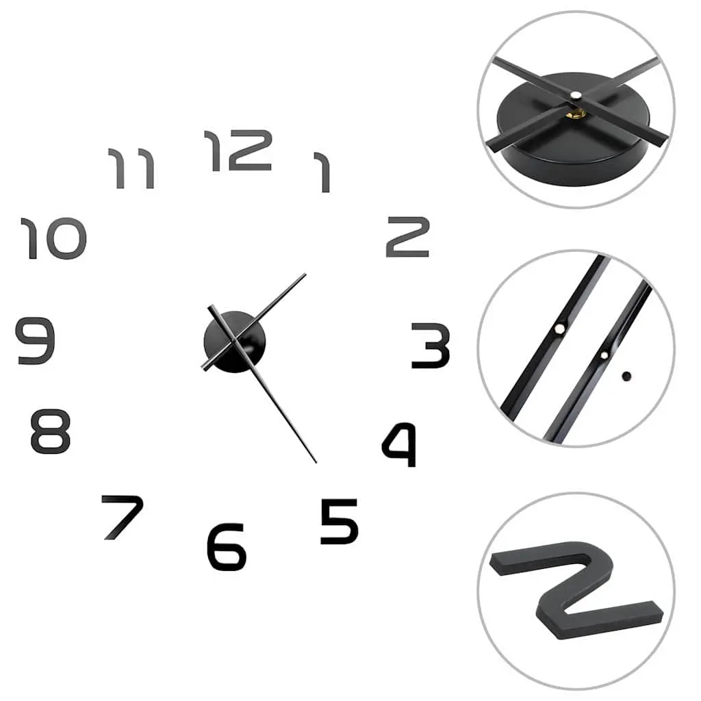 3D Wall Clock XXL Large Black Sticker Art Mural