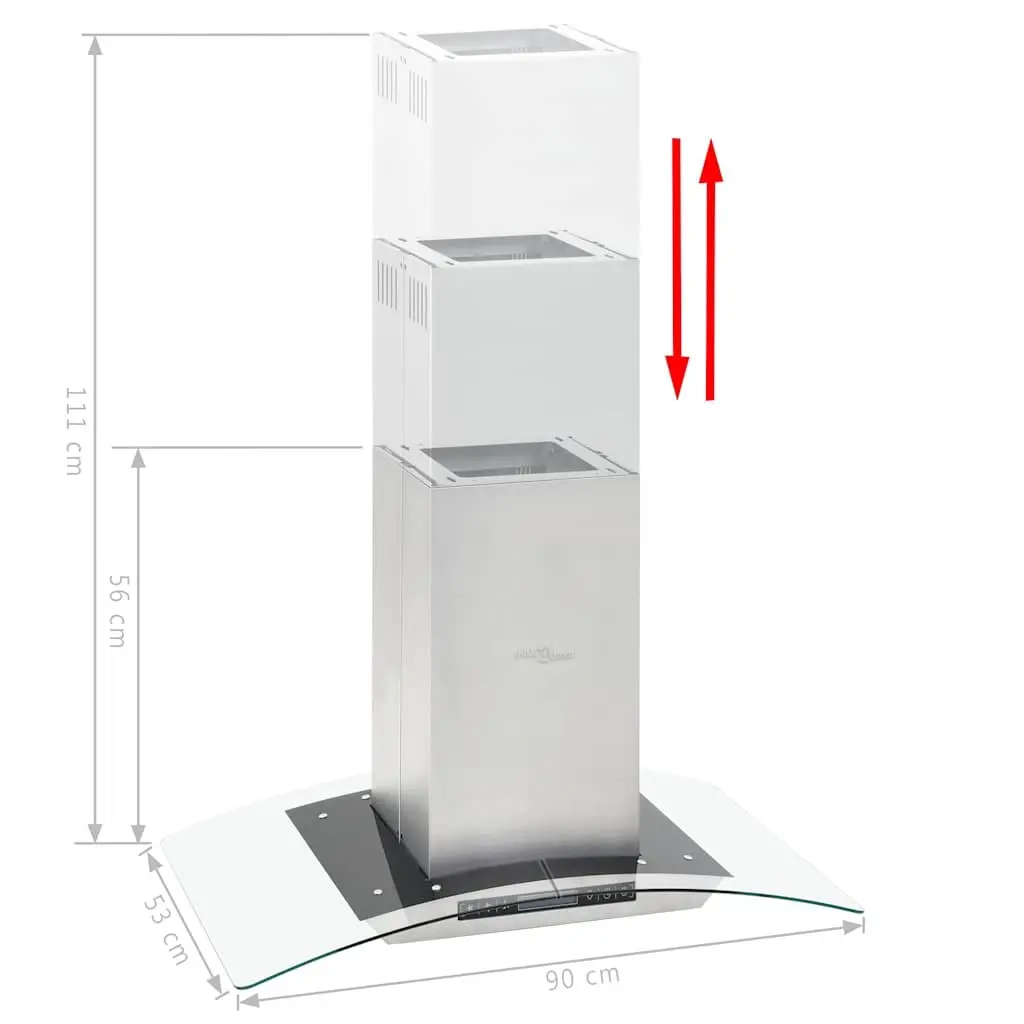 90cm Island Range Hood with LCD Touch Control and LED Lighting