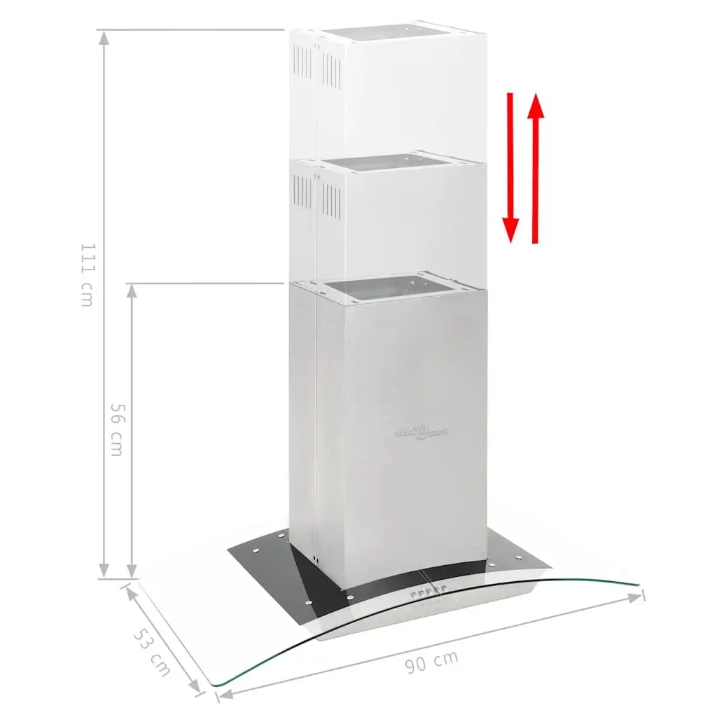 90cm Stainless Steel Island Range Hood with LED Lights