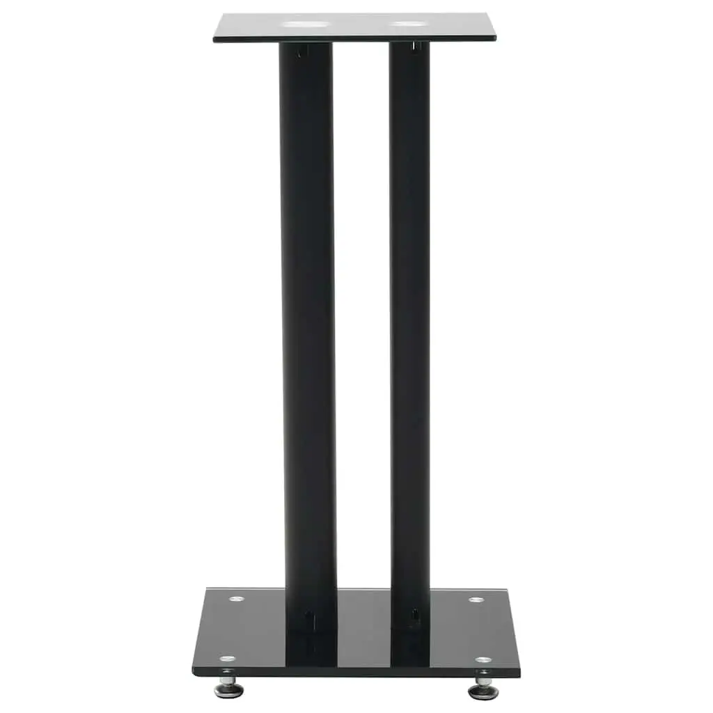 Speaker Stands Tempered Glass Aluminum Pillars Black
