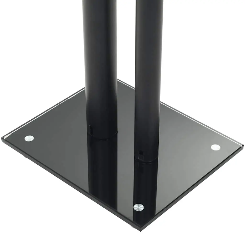 Speaker Stands Tempered Glass Aluminum Pillars Black