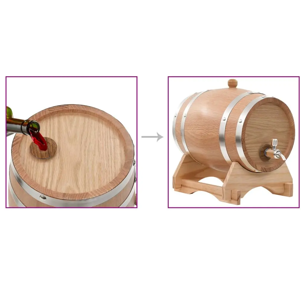 Solid Oak Wood 6L Wine Barrel with Tap for Home Use