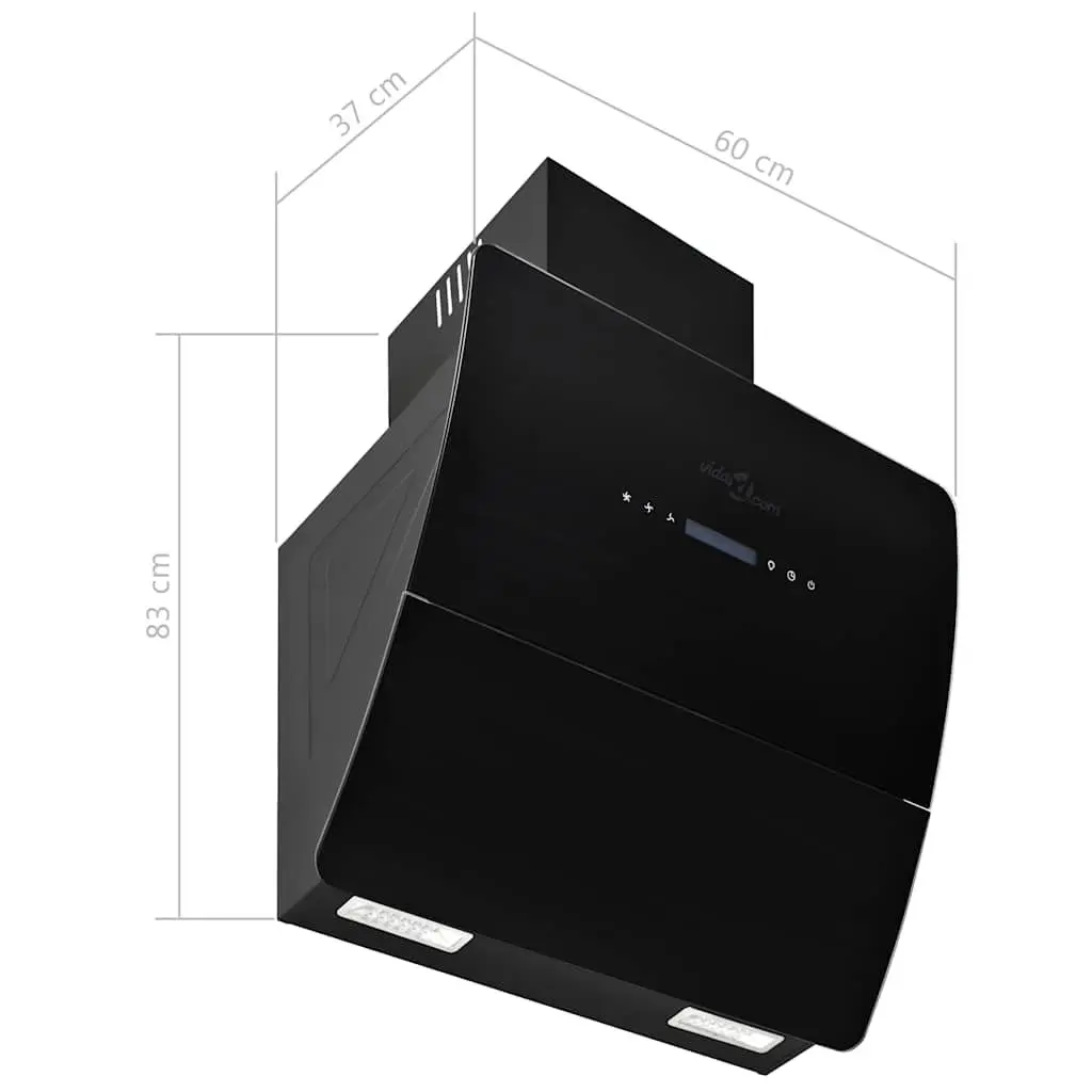 Range Hood Stainless Steel 60cm Black Kitchen Extractor Fan