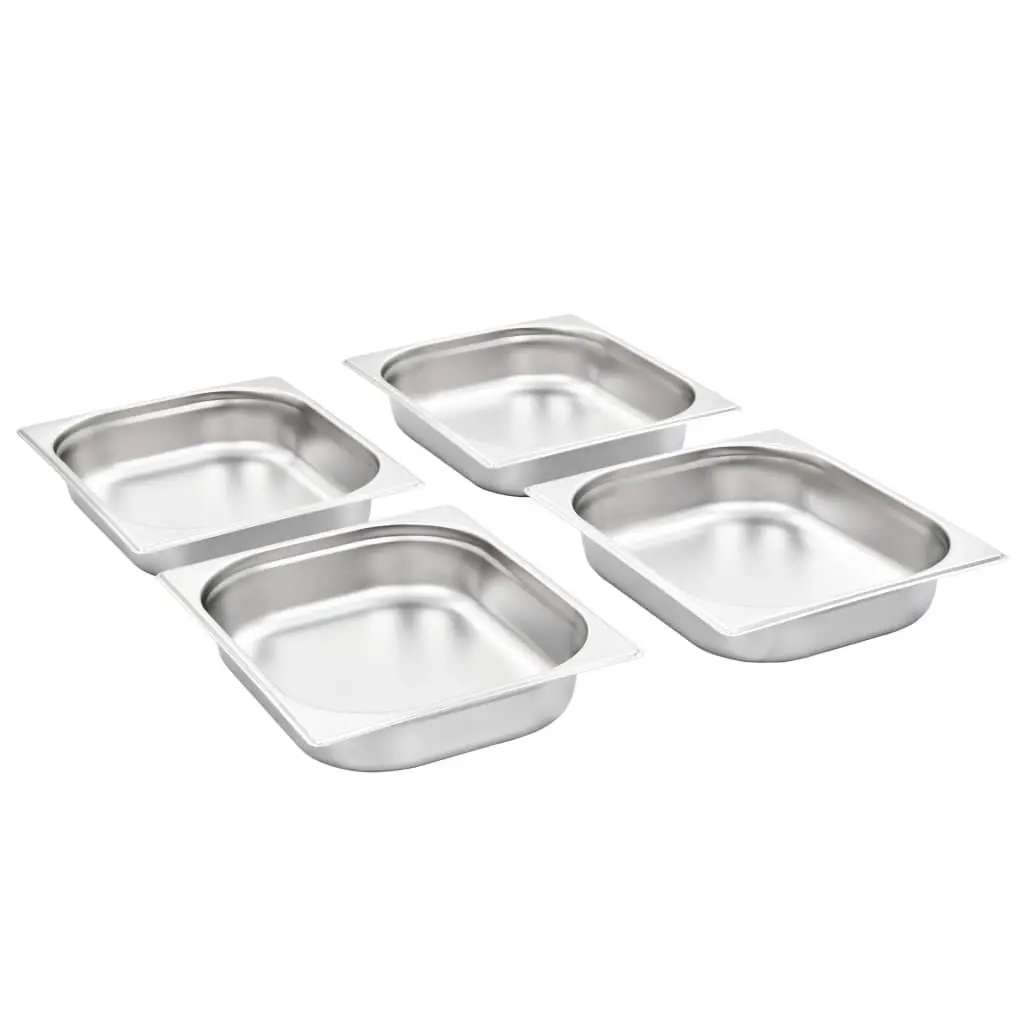 Gastronorm Containers 4 pcs GN 1/2 65 mm Stackable Steam Table Pans Silver
