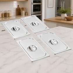 Premium GN 1/3 Stainless Steel Pan Lids - 4 Pack
