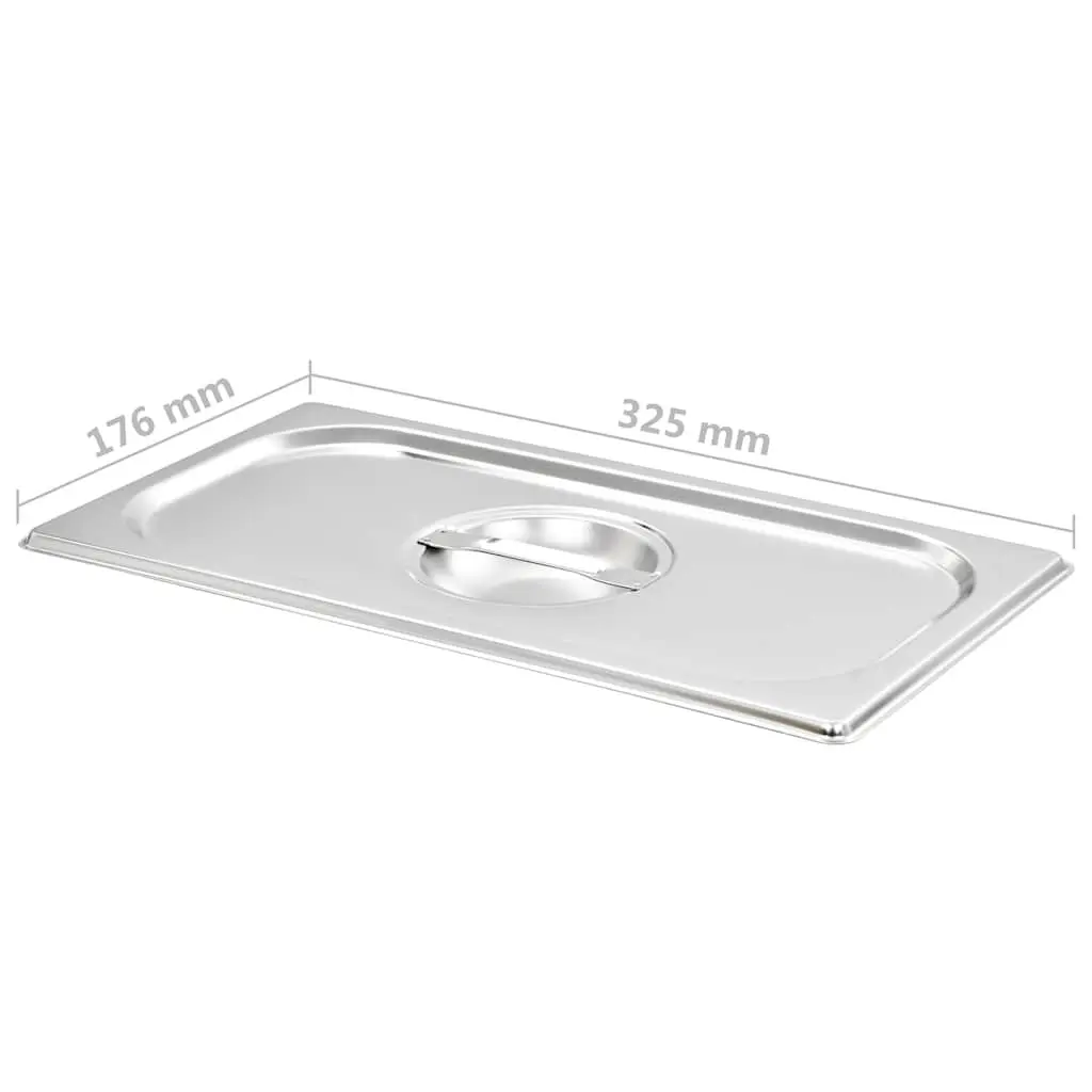 GN 1/3 Stainless Steel Pan Lids 4 Pack Steam Table Cover Gastronorm Kitchen