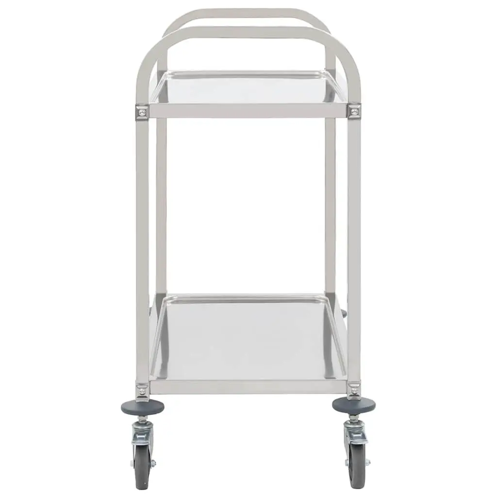 2-Tier Stainless Steel Kitchen Trolley with Castors