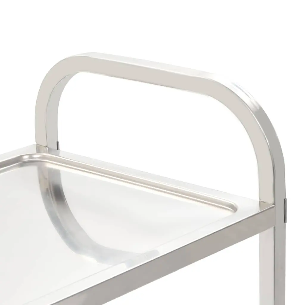 2-Tier Stainless Steel Kitchen Trolley with Castors