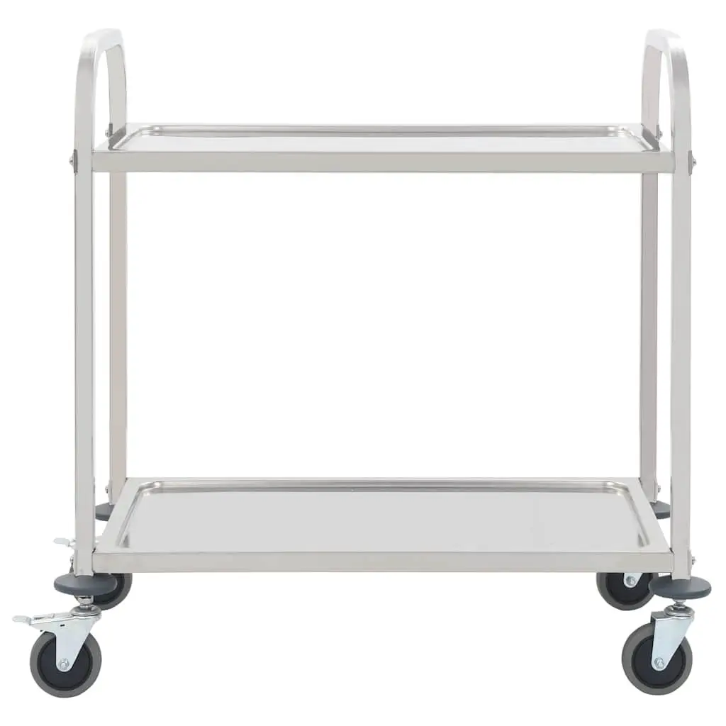 2-Tier Kitchen Trolley with Stainless Steel Frame
