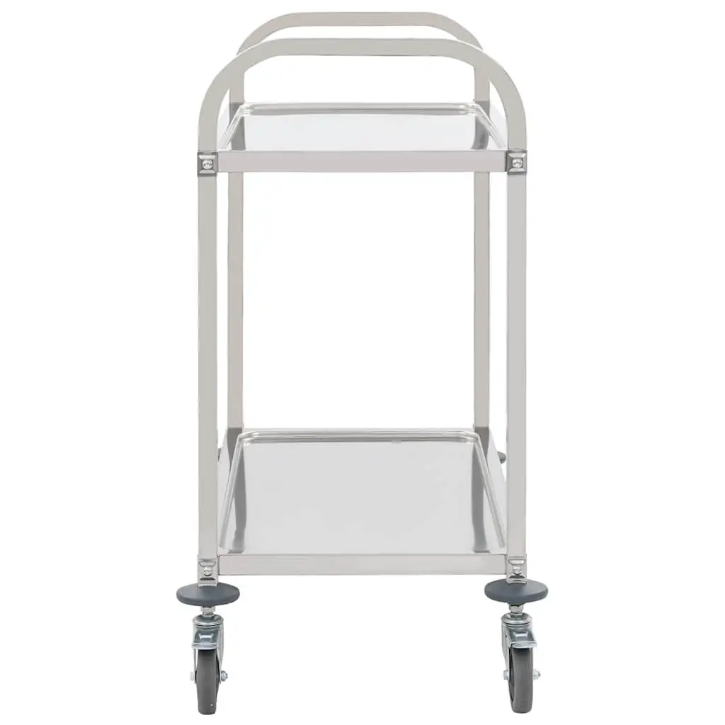 2-Tier Kitchen Trolley with Stainless Steel Frame
