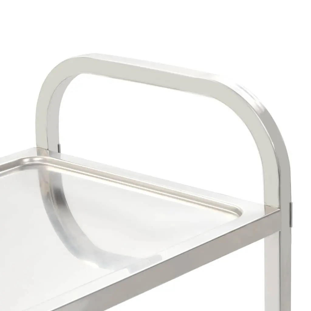 2-Tier Kitchen Trolley with Stainless Steel Frame