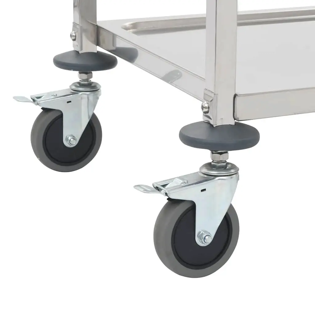 2-Tier Kitchen Trolley with Stainless Steel Frame