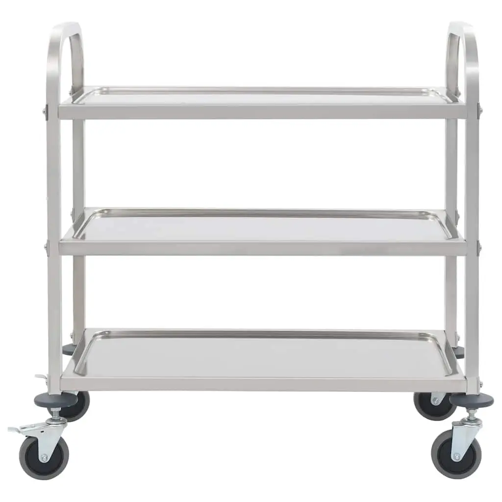 3-Tier Kitchen Trolley with Stainless Steel Frame
