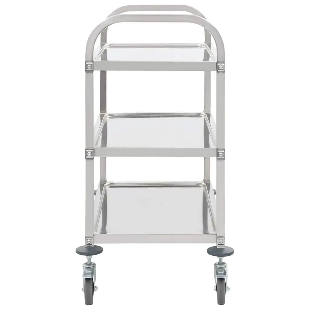 3-Tier Kitchen Trolley with Stainless Steel Frame