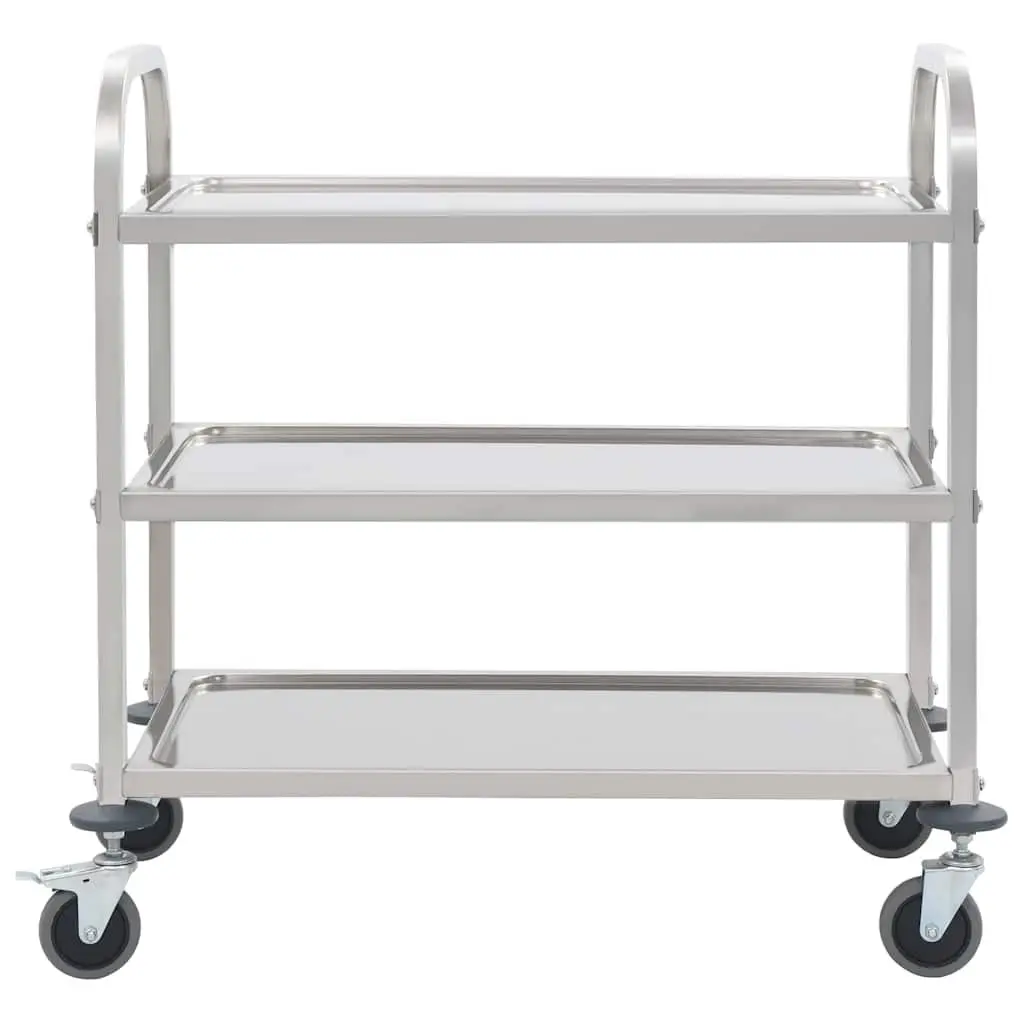 3-Tier Kitchen Trolley with Stainless Steel Frame
