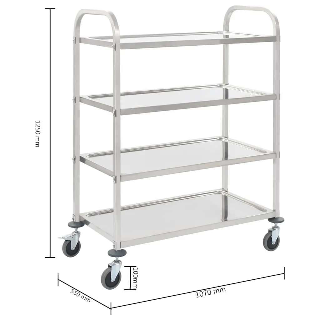 4-Tier Stainless Steel Kitchen Trolley Serving Cart