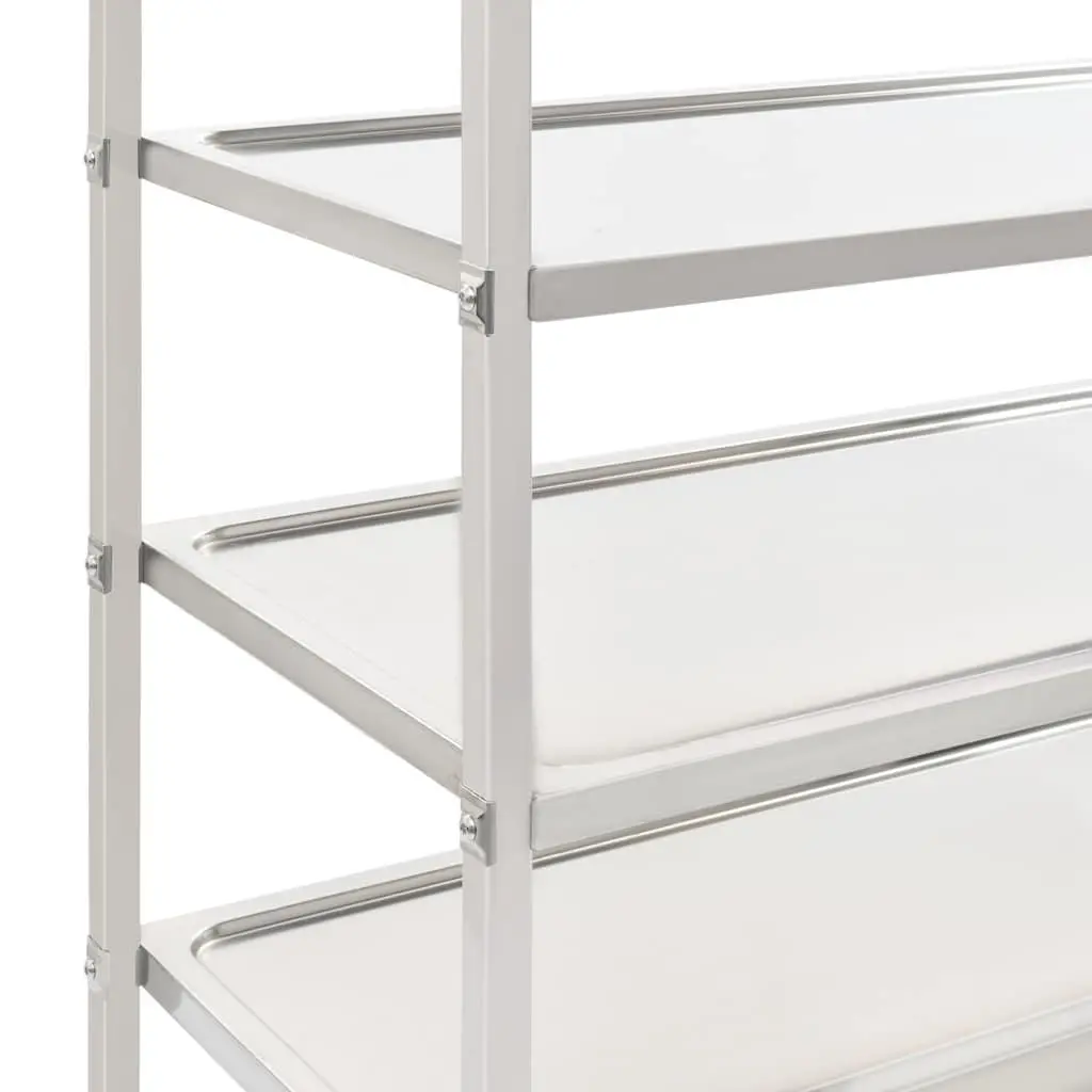 5-Tier Kitchen Trolley Stainless Steel 107 x 55 x 147 cm Silver