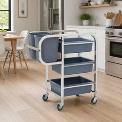 Durable Kitchen Trolley with Plastic Storage Containers