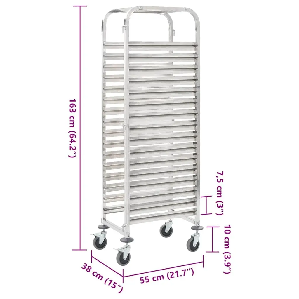 Kitchen Trolley Stainless Steel 38 x 55 x 163 cm Silver