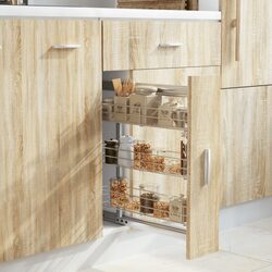 3-Tier Pull-Out Wire Basket for Kitchen Storage - Silver