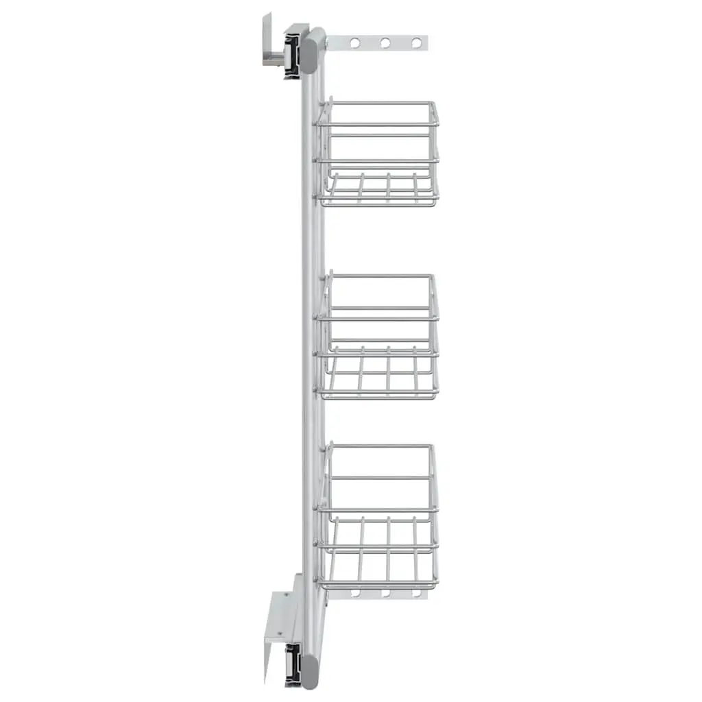 3-Tier Pull-Out Kitchen Wire Basket Storage Organiser Cupboard Rack Silver