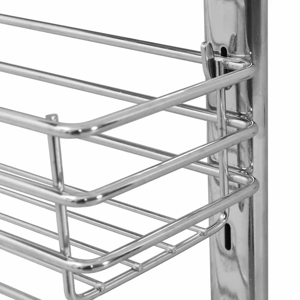 3-Tier Pull-Out Kitchen Wire Basket Storage Organiser Cupboard Rack Silver