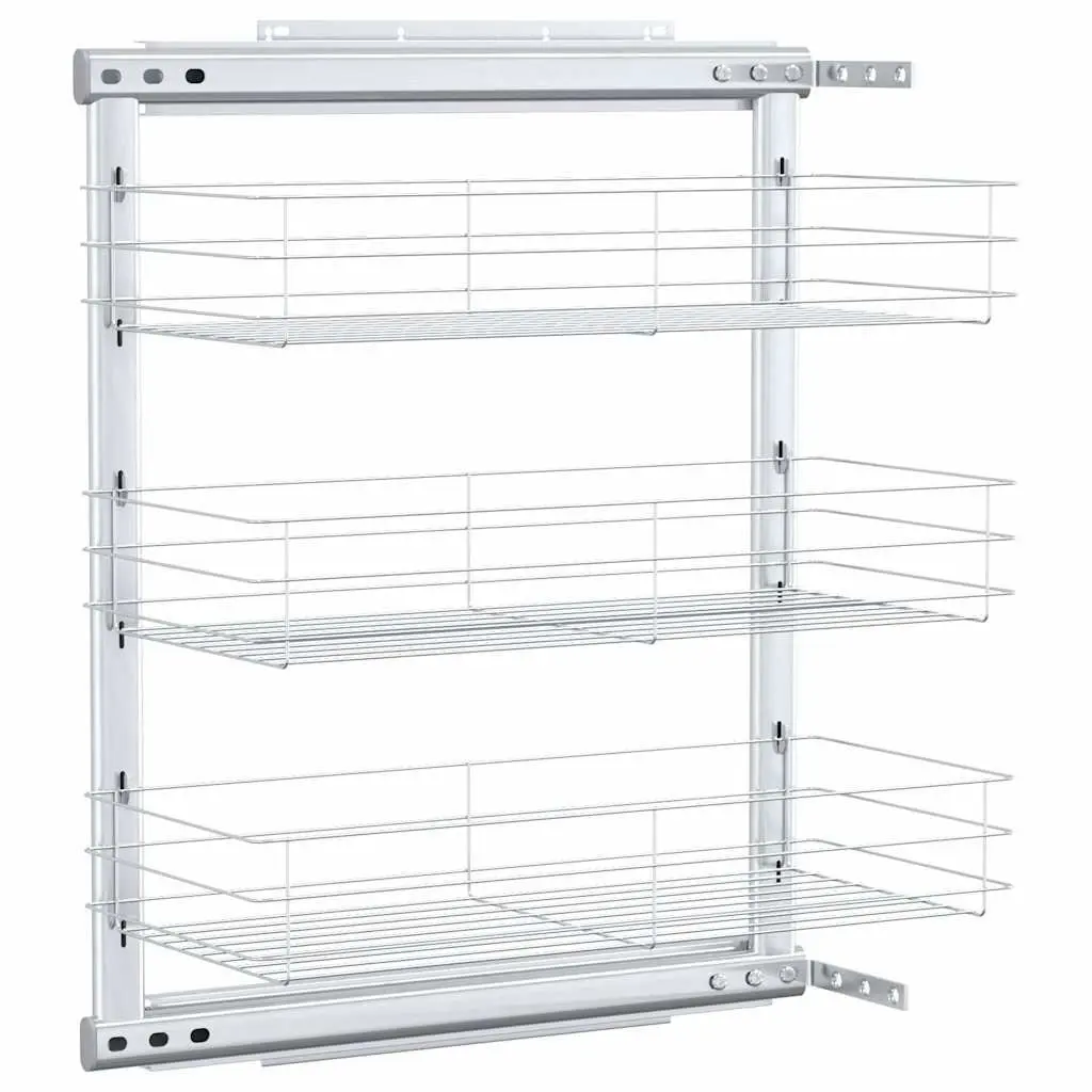 3-Tier Kitchen Wire Basket Storage Rack Silver