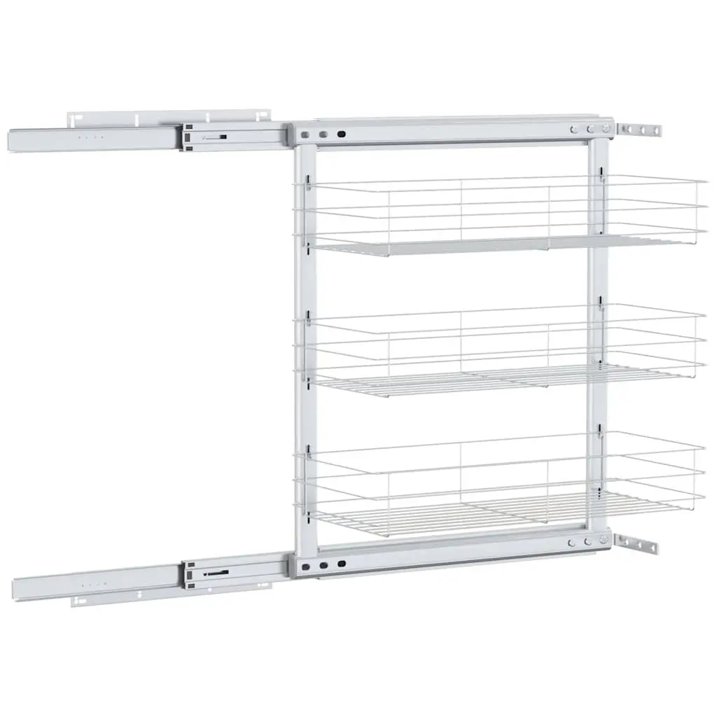 3-Tier Kitchen Wire Basket Storage Rack Silver