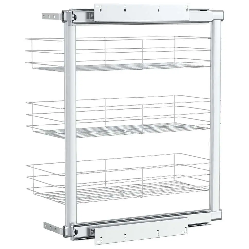 3-Tier Kitchen Wire Basket Storage Rack Silver