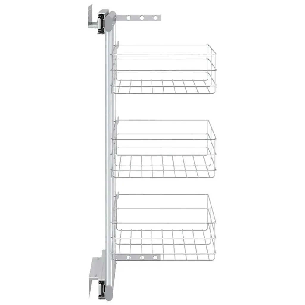 3-Tier Kitchen Wire Basket Storage Rack Silver